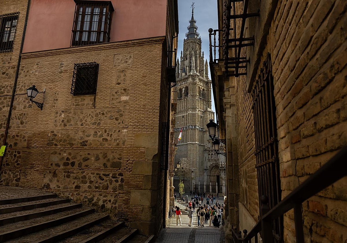 La catedral de Toledo al fondo, en una imagen de ayer