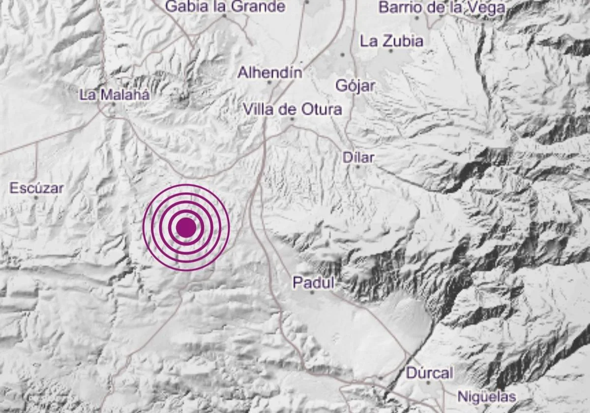 Captura de pantalla de la web del Instituto Geográfico Nacional que muestra el epicentro del terremoto