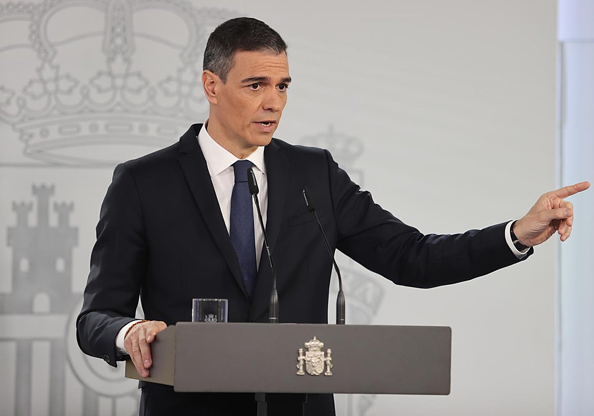 Sánchez este martes en la comparecencia en La Moncloa