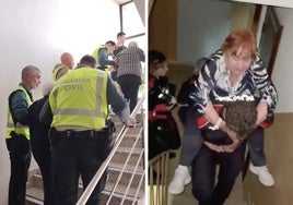 A cuestas, por las escaleras: bomberos, mossos y guardias auxilian a ancianos por el apagón