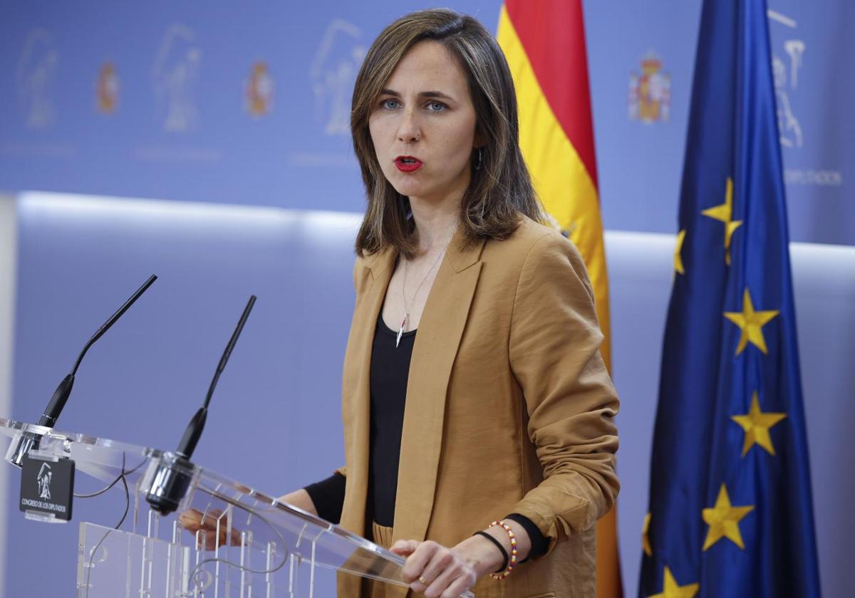 La secretaria general de Podemos, Ione Belarra, este martes, en el Congreso