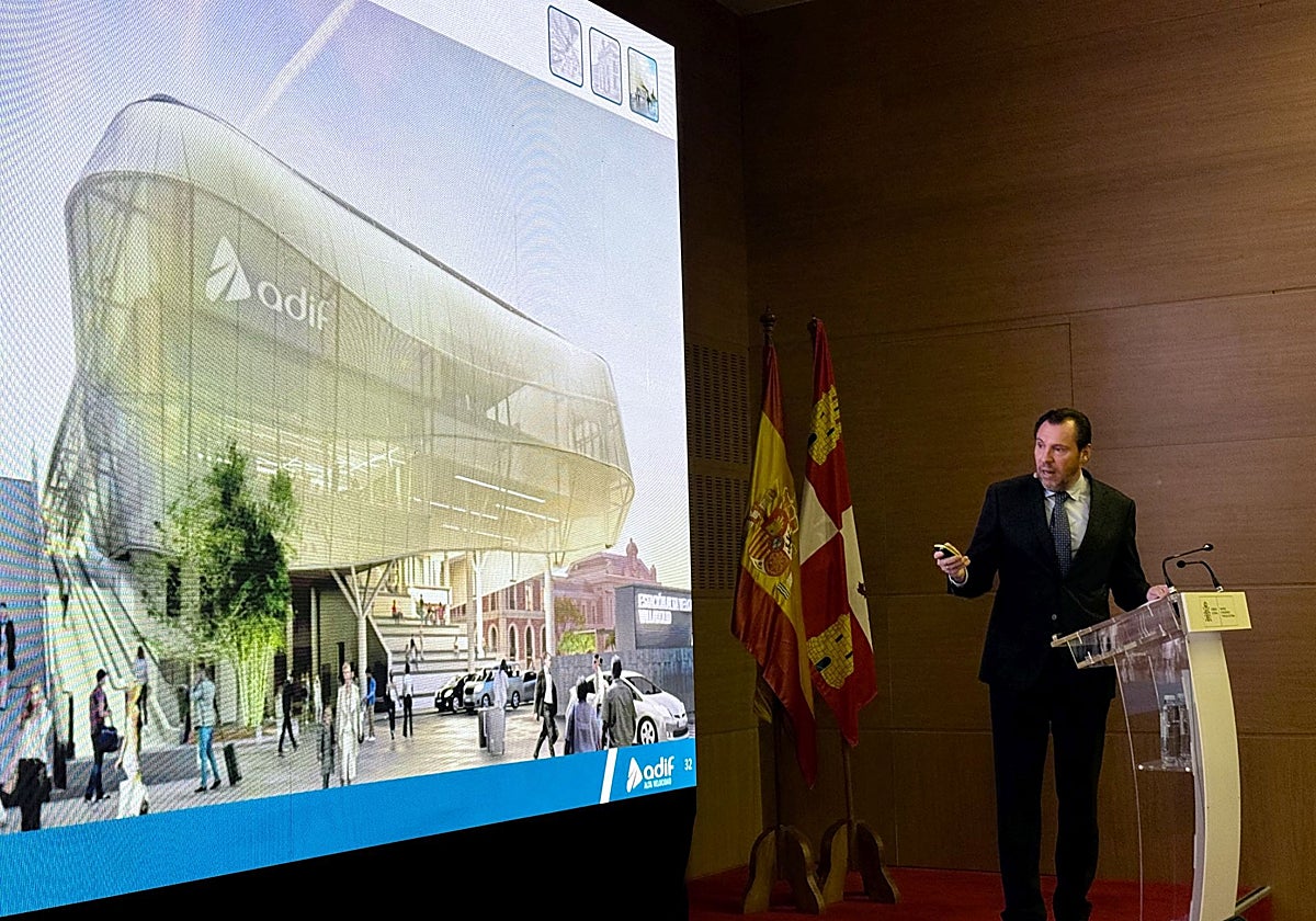 Óscar Puente, durante la presentación de la remodelación de la estación de Valladolid, el pasado mes de febrero