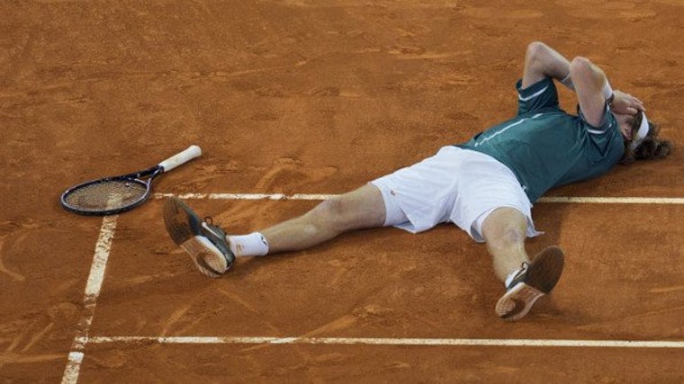 Un tenista cae rendido en el Mutua Madrid Open
