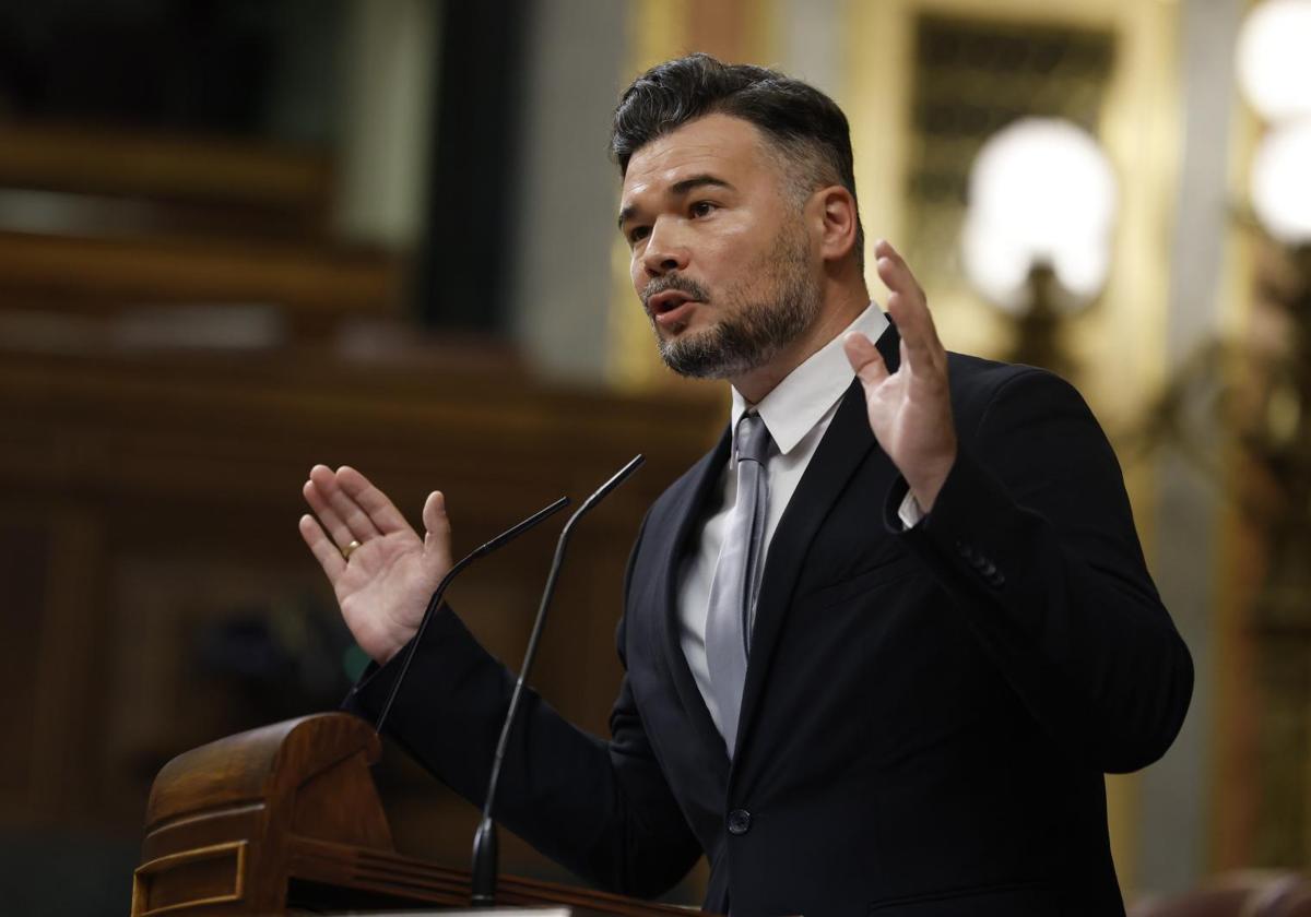 Rufián, portavoz de ERC en el Congreso, durante una de sus intervenciones de este miércoles