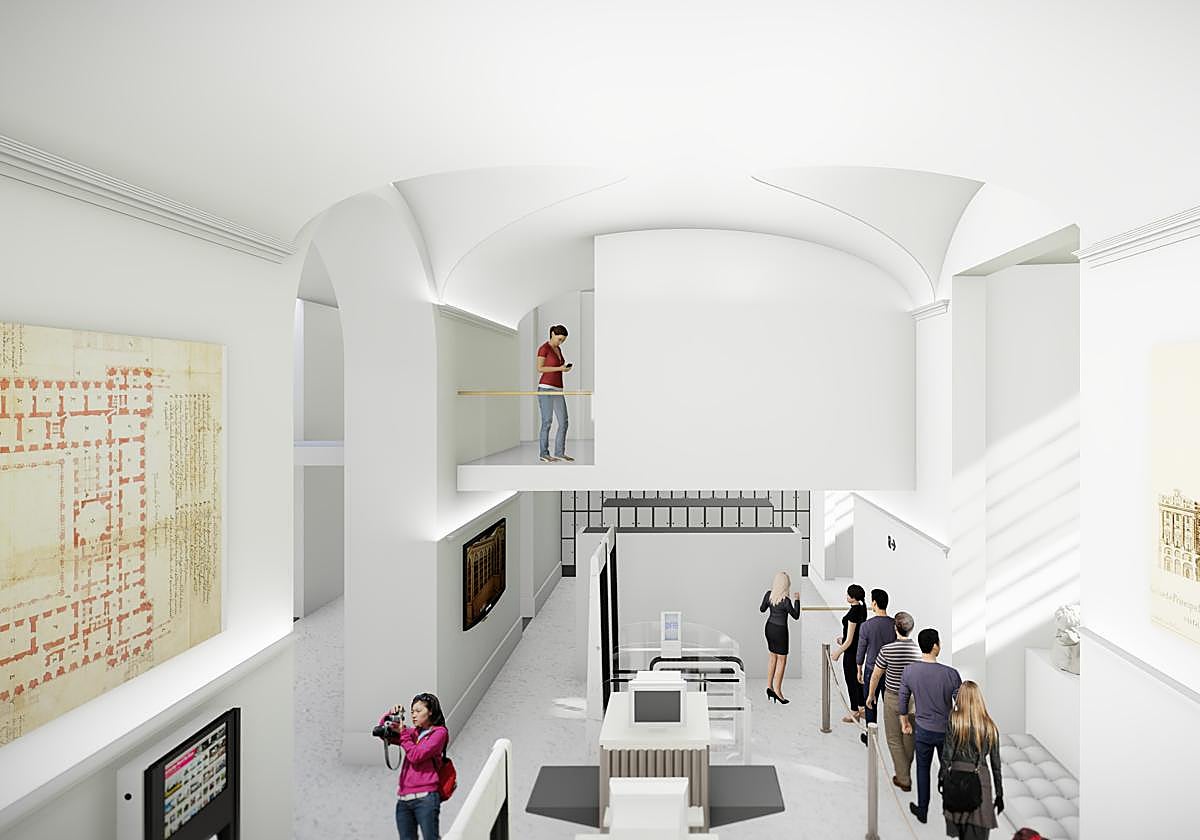 Recreación del centro de recepción de visitantes del Palacio Real tras las obras
