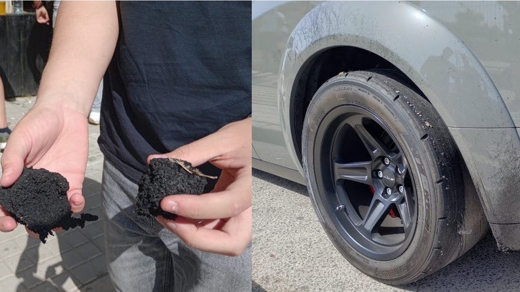 Quemar rueda con 800 caballos de potencia hasta convertir el neumático en «meteoritos»