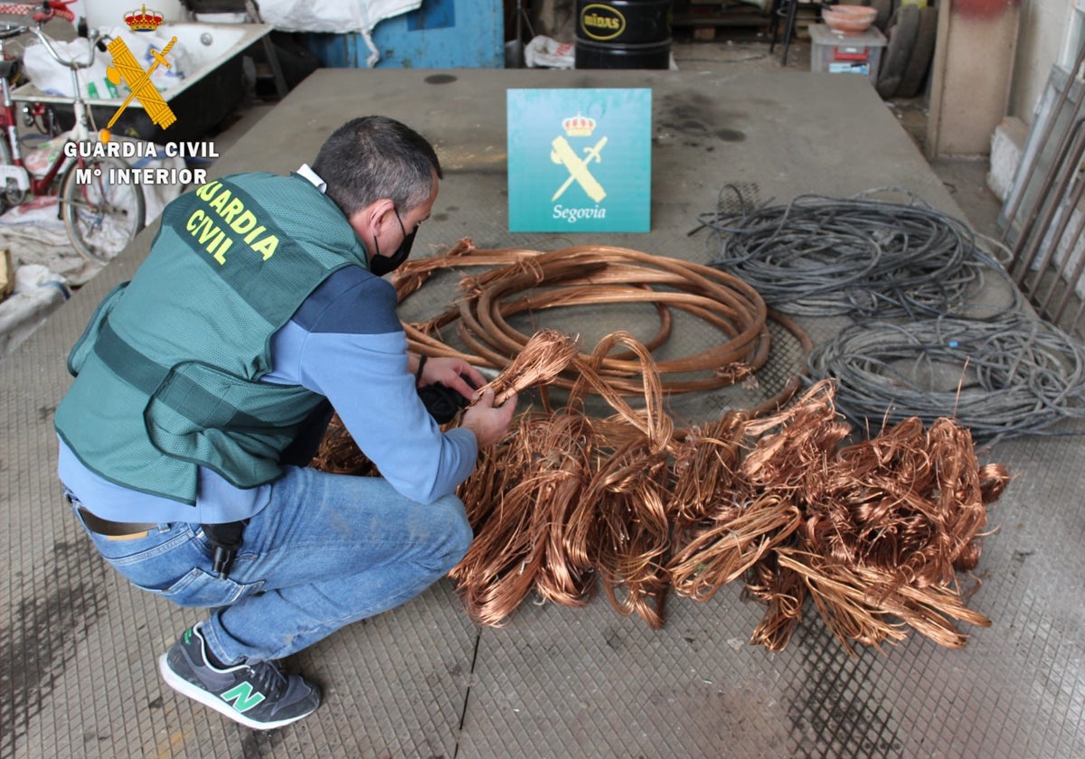 Material sustraído en robos de cable de cobre