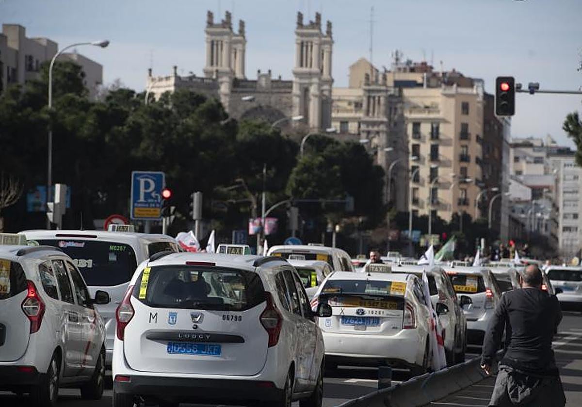 Manifestación de taxistas en Madrid
