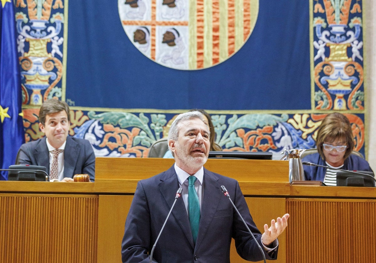 El presidente del Gobierno de Aragón, en el Pleno celebrado en las Cortes, este jueves