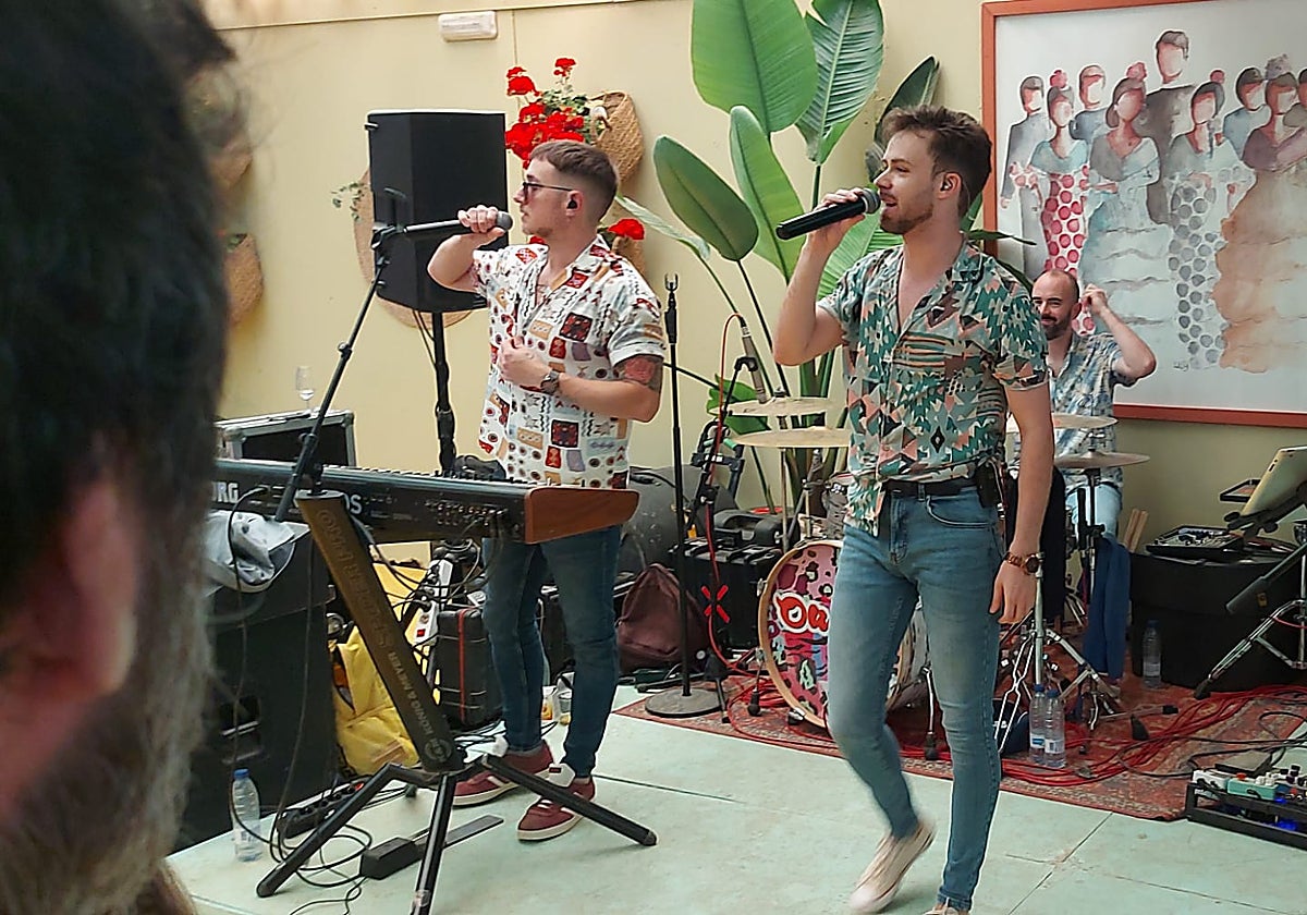 Dos componentes del grupo musical durante una actuación