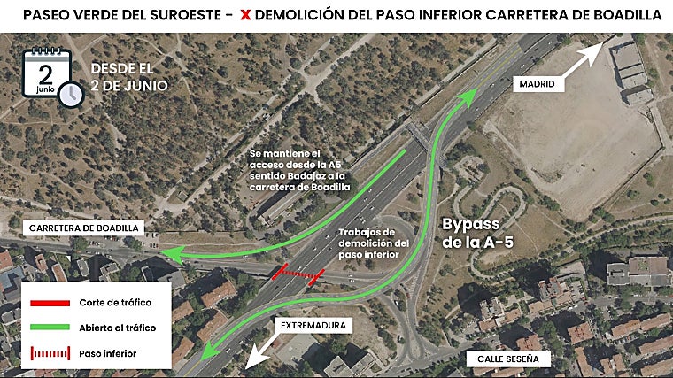 Desvío de tráfico en Boadilla del Monte por las obras de la A-5: cuándo comienza e itinerarios alternativos
