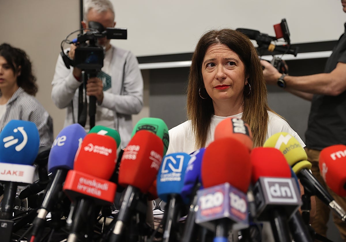 Leire Díez, en su rueda de prensa de este miércoles
