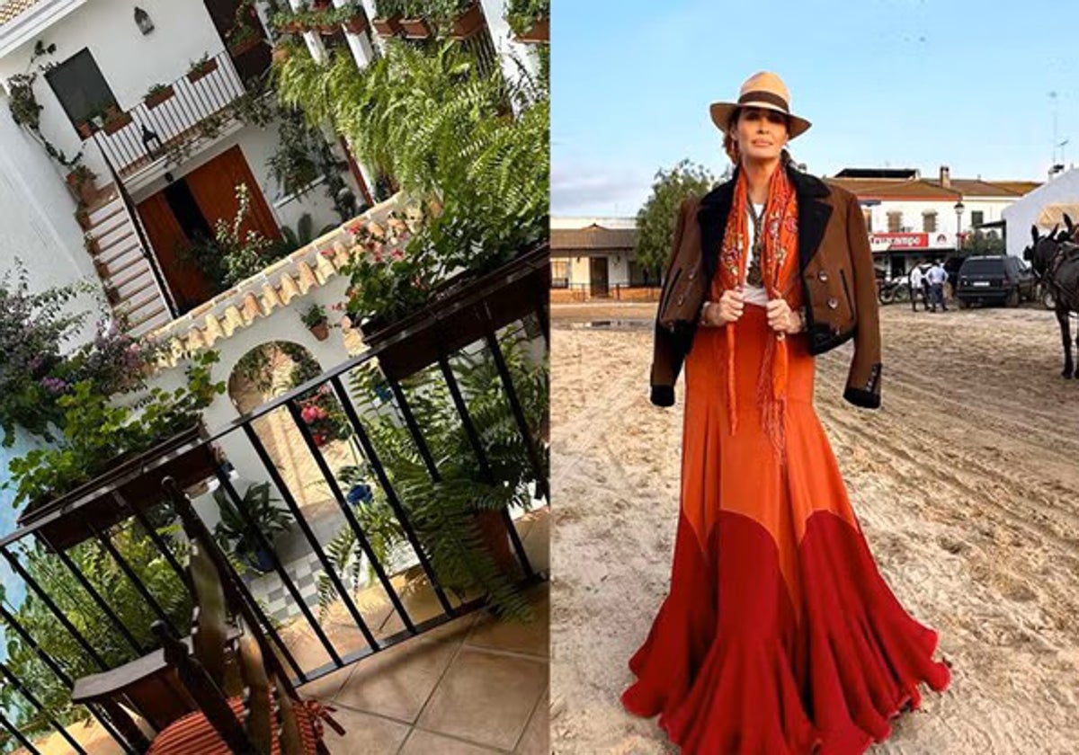 Vicky Martín Berrocal en el Rocío y el patio de su casa