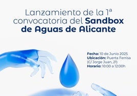 Cartel anunciador de la presentación del 'sandbox' de Aguas de Alicante
