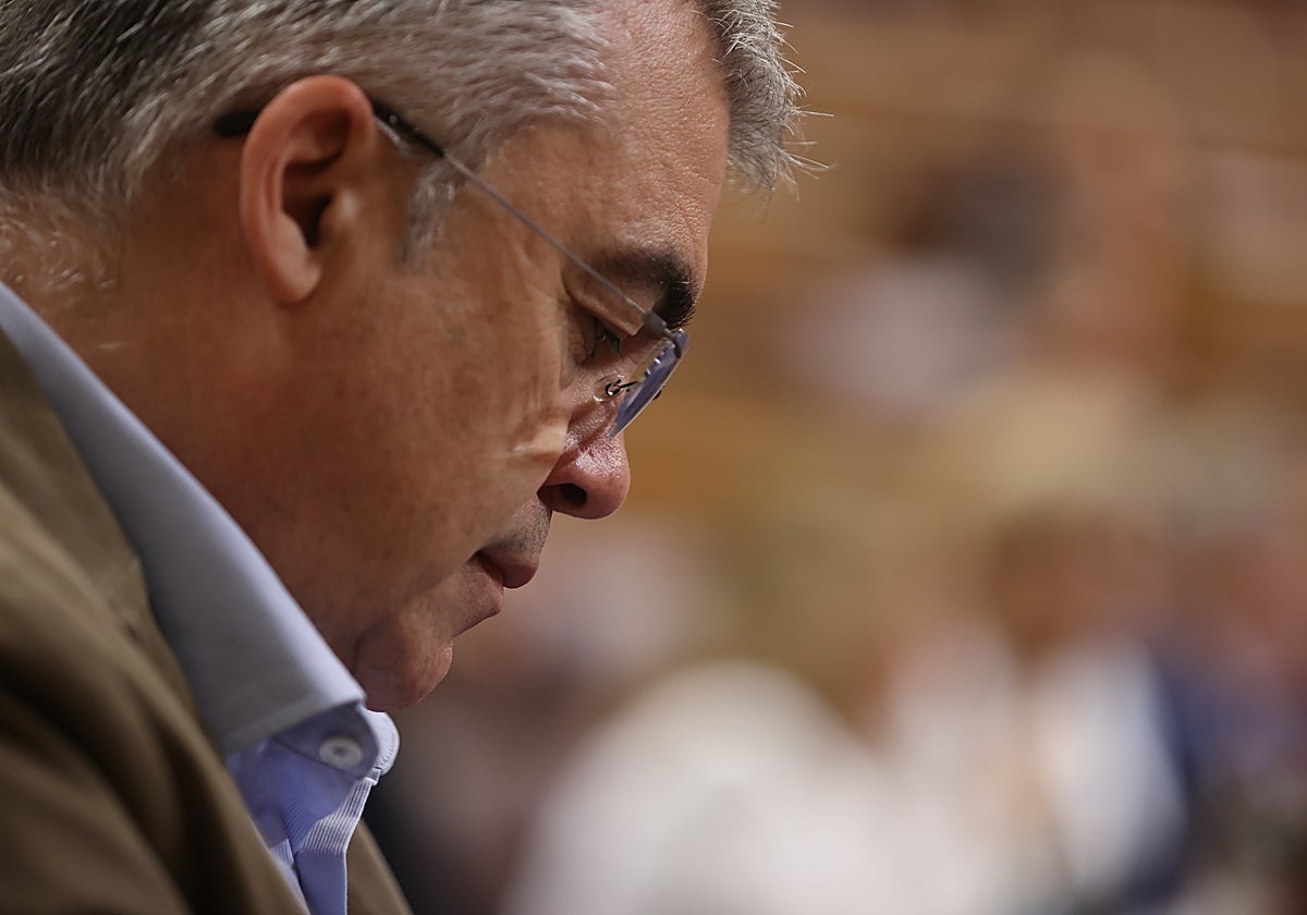 Santos Cerdán, este miércoles en su escaño del Congreso