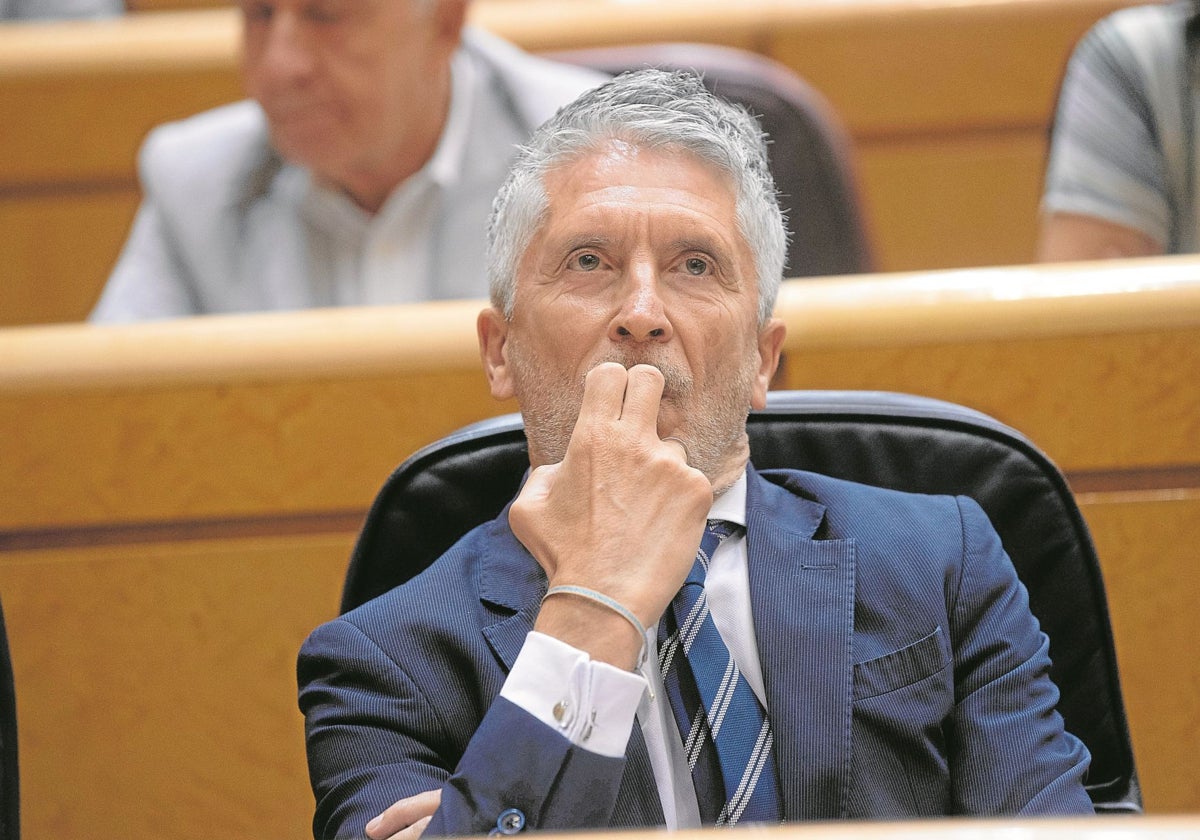 El ministro Fernando Grande-Marlaska, ayer, en el Senado