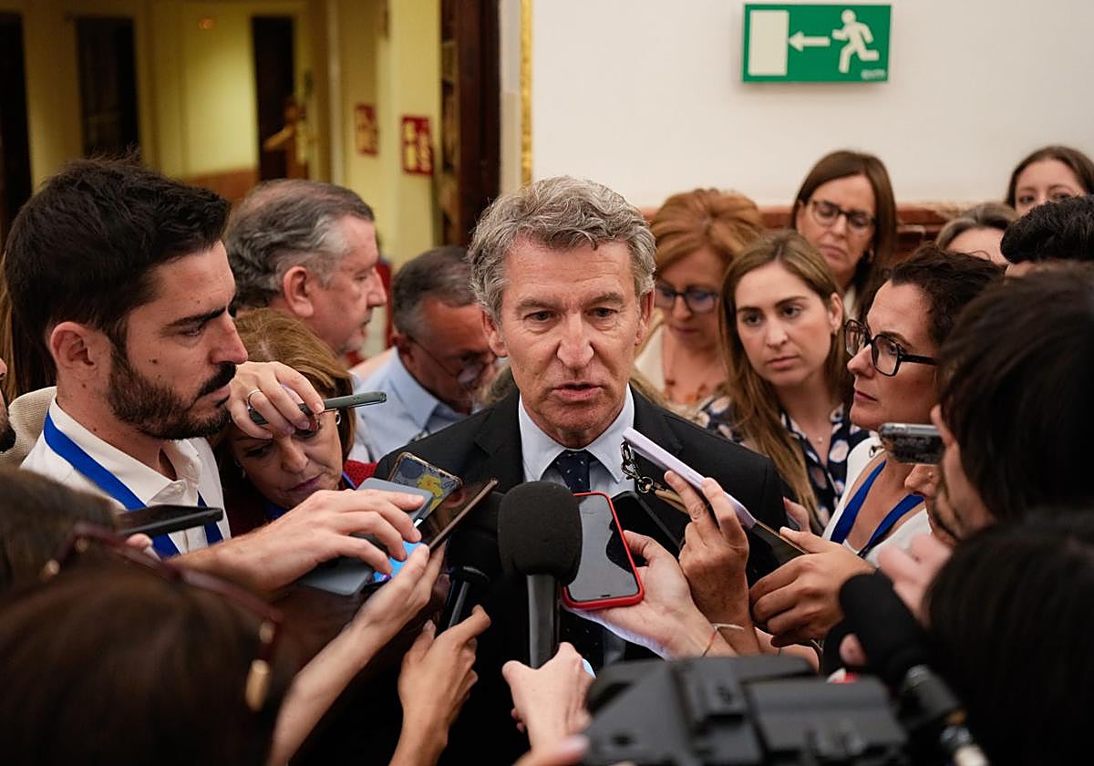 Alberto Núñez Feijóo, este jueves en el Congreso de los Diputados