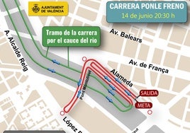Calles cortadas y líneas de la EMT desviadas en Valencia el sábado 14 de junio por la carrera Ponle Freno