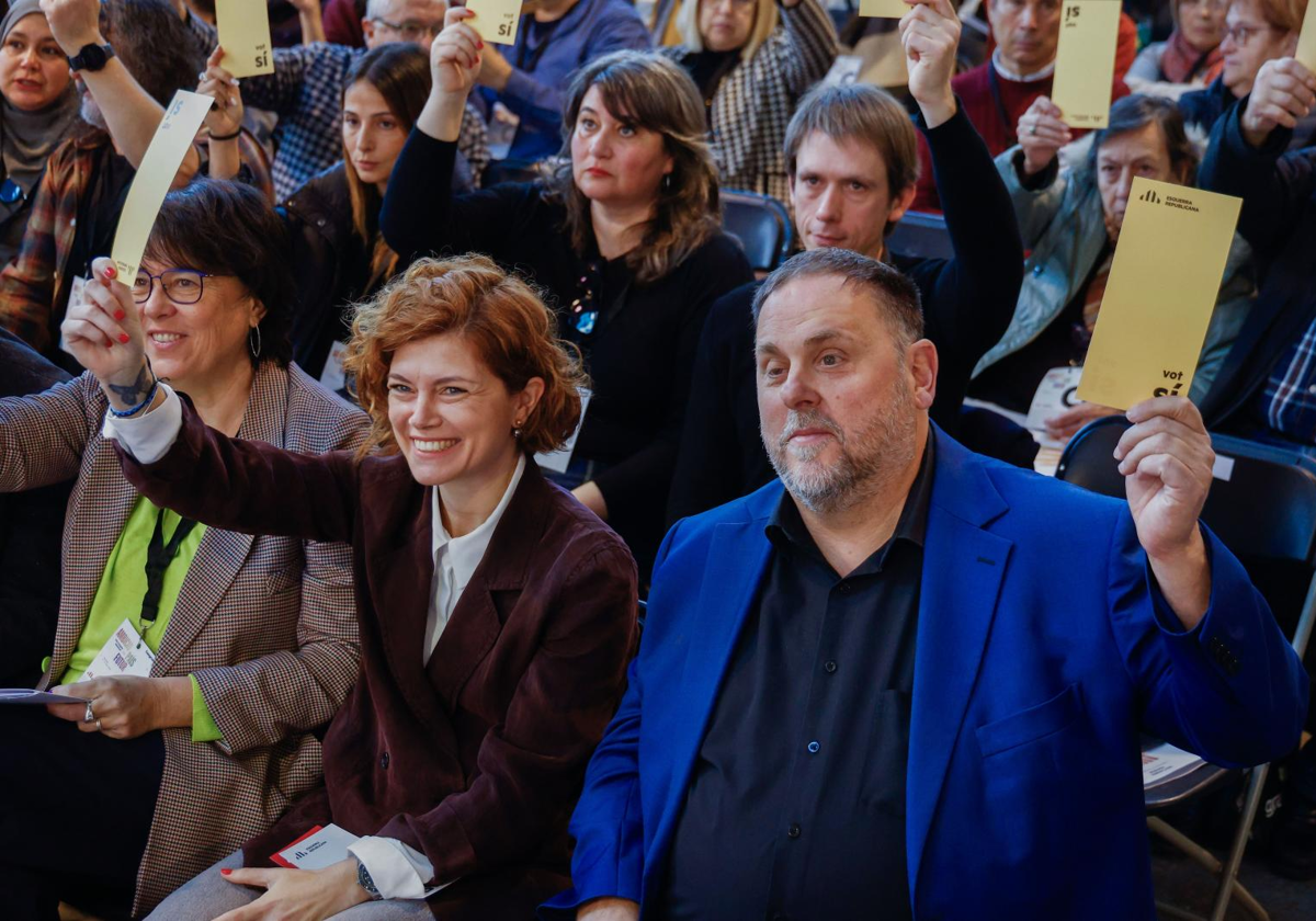 Elisenda Alamany y Oriol Junqueras, en marzo, durante el congreso de ERC
