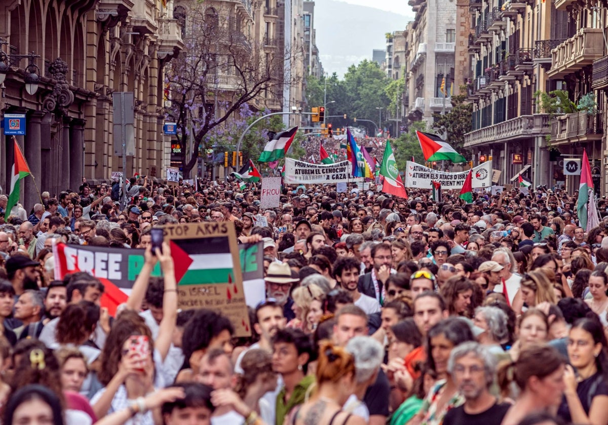 Un momento de la manifestación en Barcelona