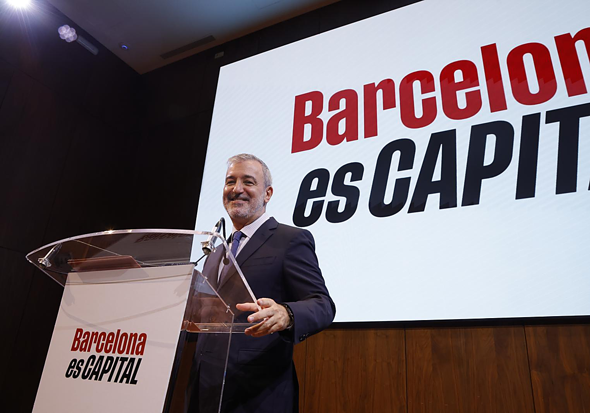 Jaume Collboni, alcalde de Barcelona, hoy, antes de la conferencia pronunciada en Madrid