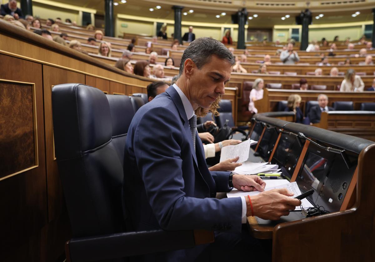 Pedro Sánchez, en la sesión de control al Gobierno.