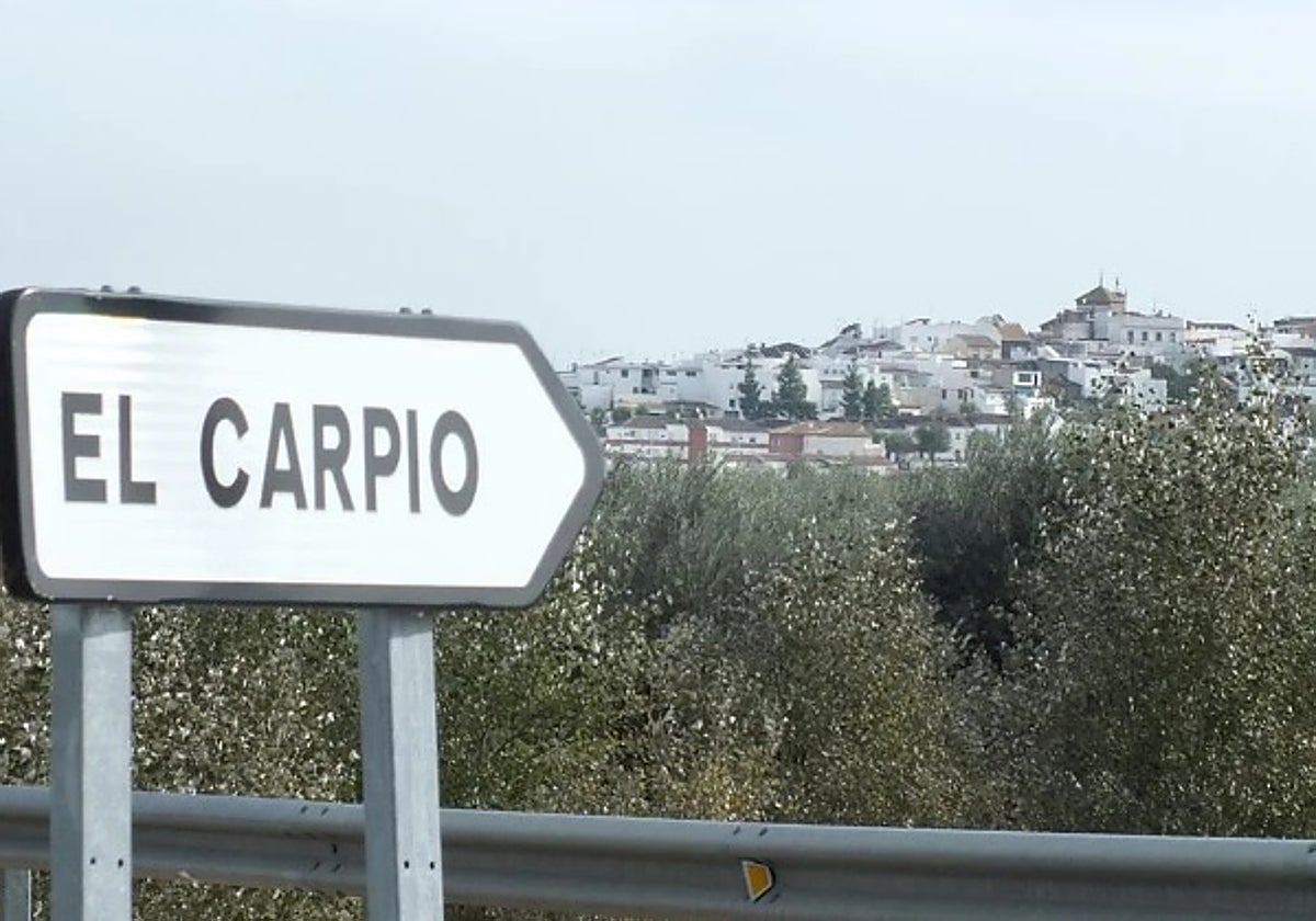 Señalización de entrada a El Carpio desde la carretera