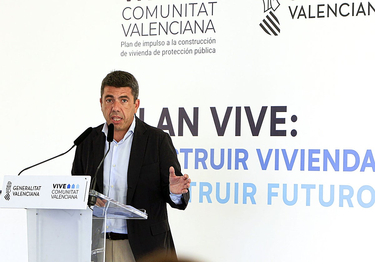 Imagen del presidente de la Generalitat Valenciana, Carlos Mazón, este miércoles en El Campello (Alicante)