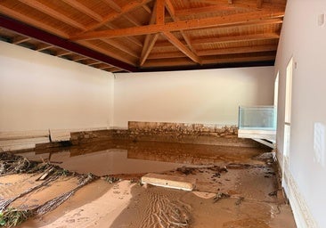 Avanzan los trabajos para limpiar de barro, agua y troncos los mosaicos de La Malena, uno de los yacimientos más importantes de Aragón