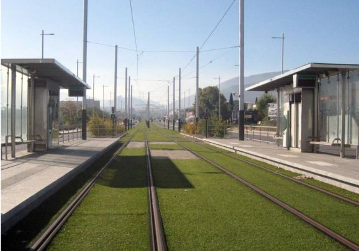 Vías del tranvía de Jaén