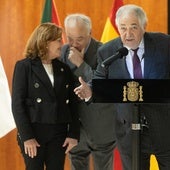 El presidente del TC, Cándido Conde-Pumpido, con Montalbán y el magistrado Ramón Sáez