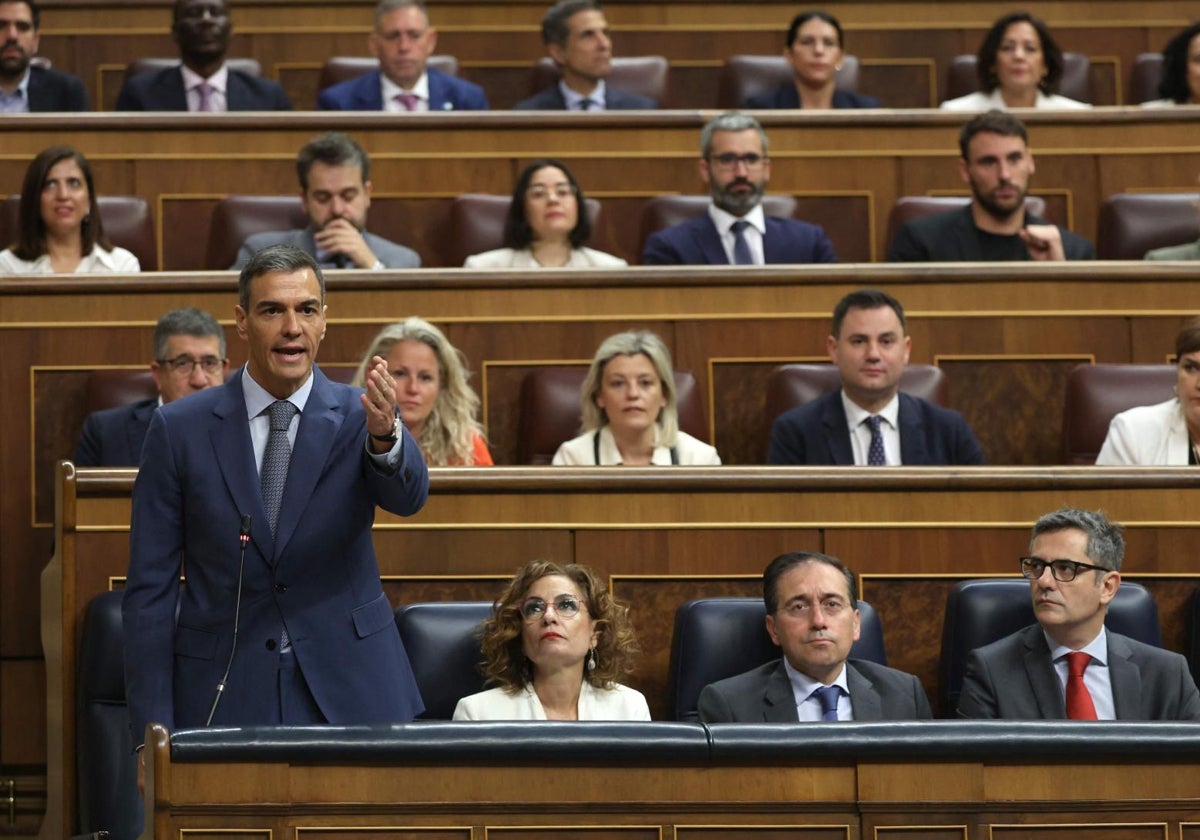 Pedro Sánchez el pasado miércoles en el Pleno del Congreso de los Diputados