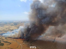 Los bomberos estabilizan el incendio en Granyena de Segarra (Lérida) con 445 hectáreas afectadas