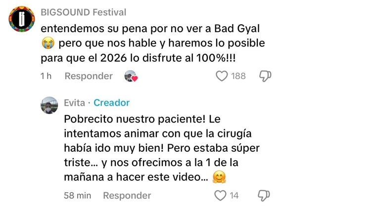 Imagen de los comentarios en el vídeo
