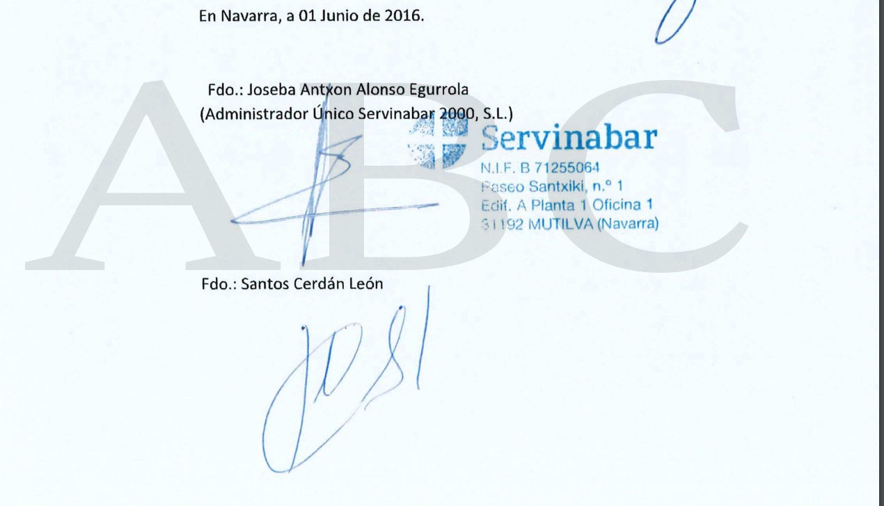 El juez ya tiene el contrato de la compra de participaciones de Servinabar firmado por Cerdán