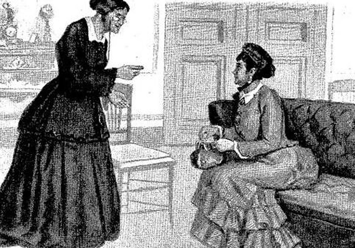 Ilustración sobre el timo de Baldomera Larra publicada por Blanco y Negro