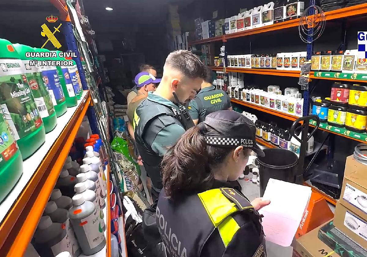 Inspección un un 'grow shop' de la capital catalana, el pasado 12 de junio