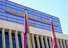 El PSOE vuelve a colgar la bandera LGTBI+ en las Cortes y Pollán pide que la retiren «sin dilación»