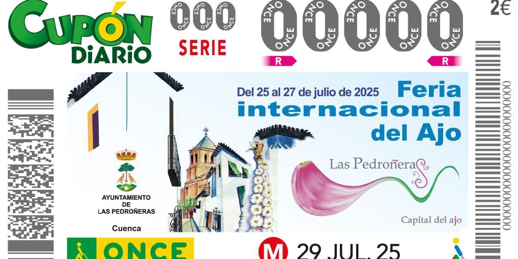 La ONCE dedicará el cupón del 29 de julio a la Feria Internacional del Ajo de Las Pedroñeras
