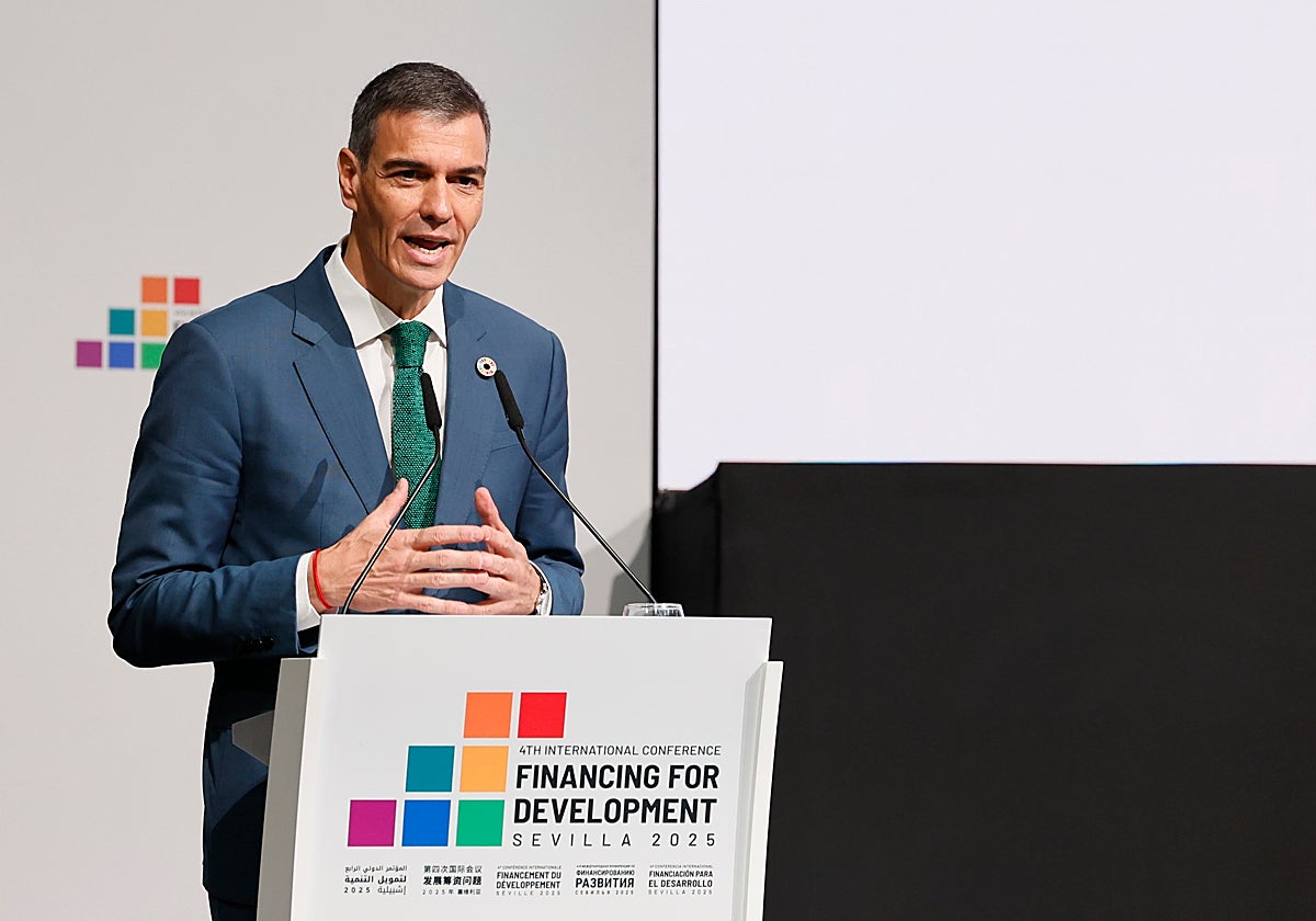 Pedro Sánchez, este martes en la cumbre de la ONU en Sevilla