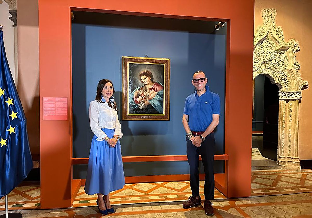 La presidenta de las Cortes de Aragón y el director general de Cultura han presentado la nueva obra invitada de la exposición 'Goya, del Museo al Palacio'.