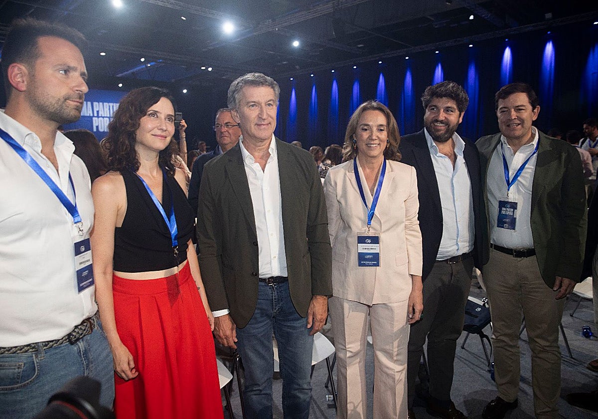 Isabel Díaz Ayuso, Alberto Núñez Feijóo, Cuca Gamarra, Fernando López Miras y Alfonso Fernández Mañueco