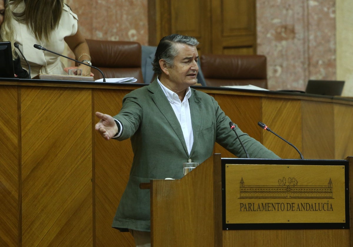 El consejero, Antonio Sanz, en el Parlamento