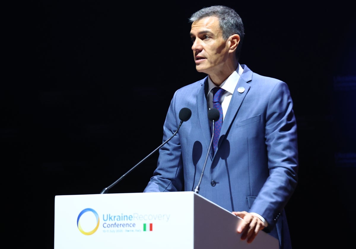 El presidente del Gobierno, Pedro Sánchez, este jueves en Roma