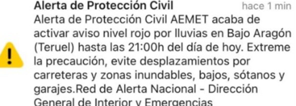 La alerta recibida un poco antes de las 13.00 horas en el Bajo Aragón turolense