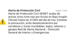 Desactivada la alerta en el Bajo Aragón de Teruel, aunque el peligro se mantiene hasta las 21.00