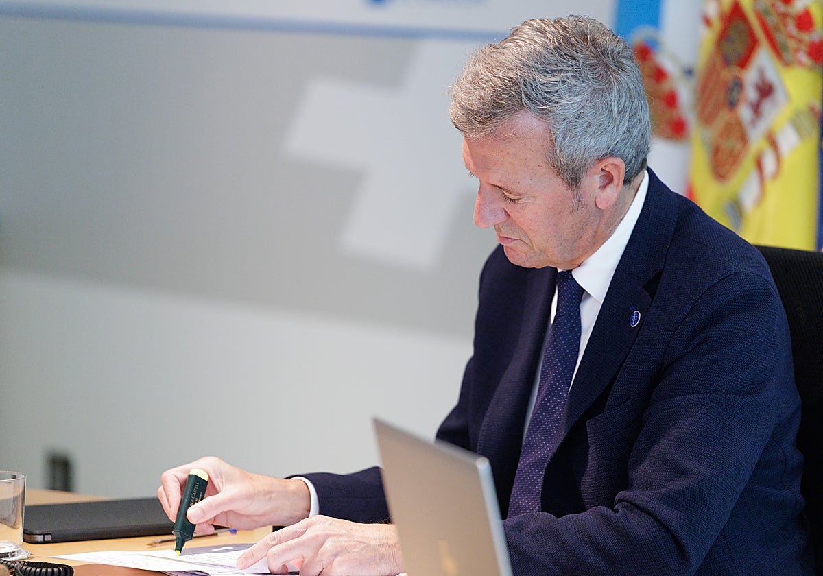 Alfonso Rueda, instantes antes de comenzar la reunión del Consello de la Xunta