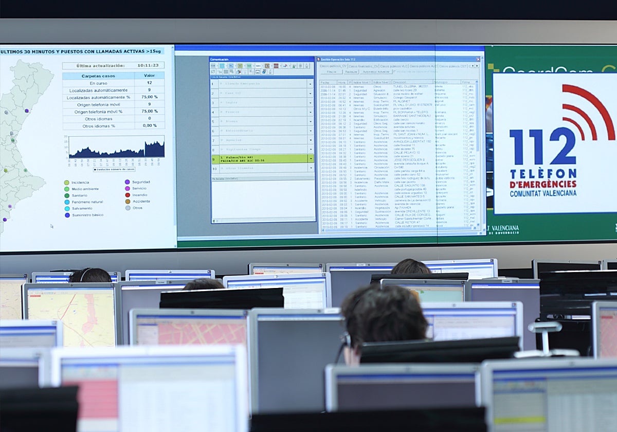 Imagen de archivo de una sala de llamadas del servicio de Emergencias del 112 en la Comunidad Valenciana