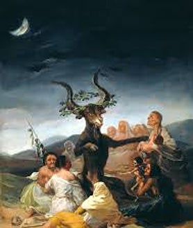 Imagen secundaria 2 - Arriba, aspecto del Comedor de Gala durante las obras. Abajo, a la izquierda, la sala Zaguán durante la recta final de las mismas. A la derecha, 'El Aquelarre', uno de los cuadros que se reproducirá en las salas de Goya. 