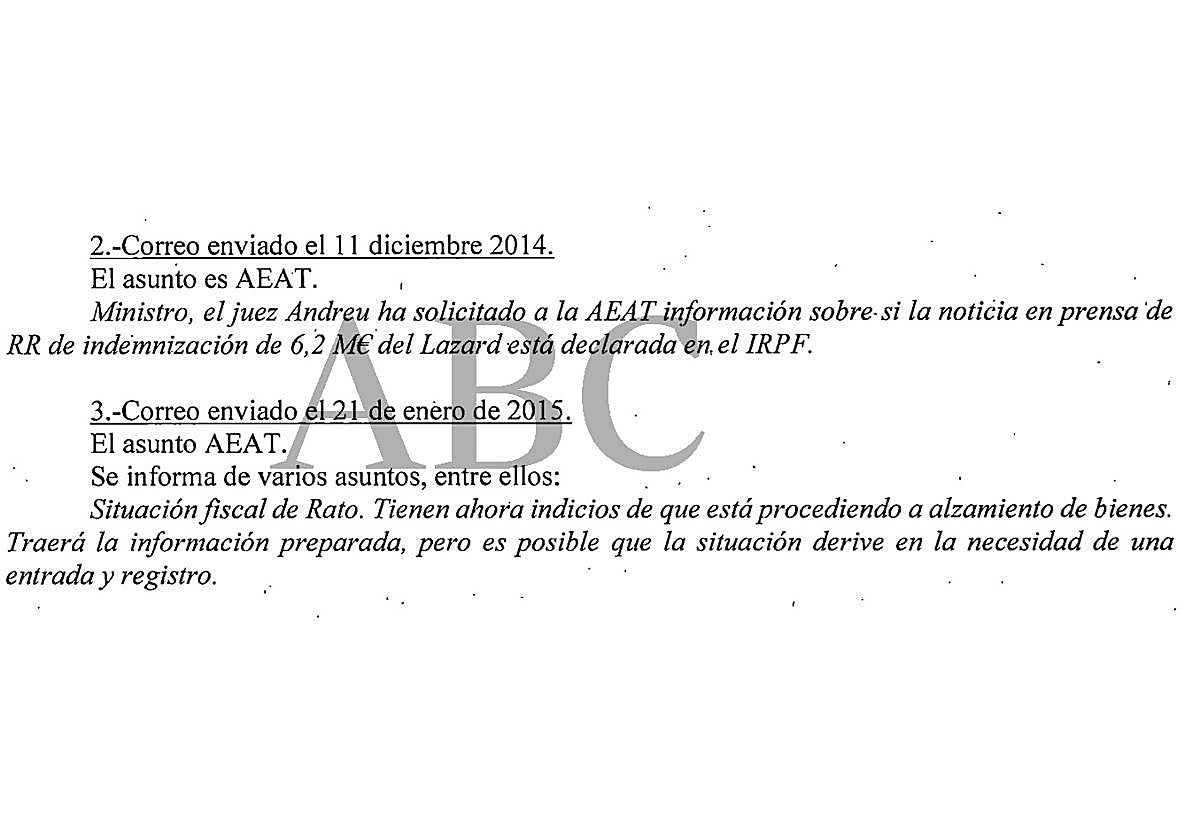 Correos electrónicos del sumario que afectan a Rato